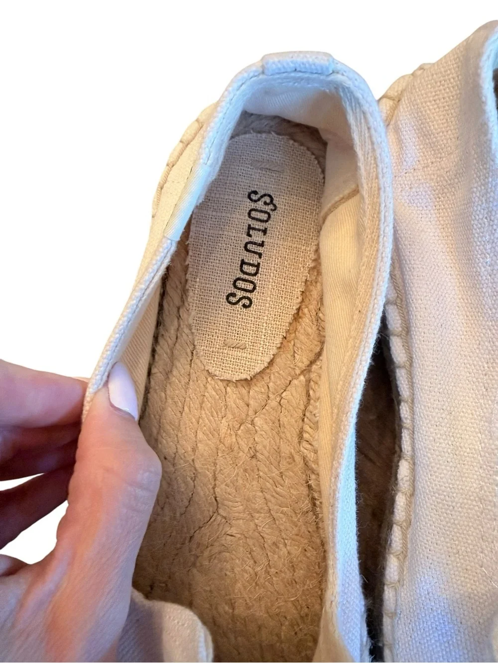 Soludos Classic Smoking Slipper Espadrilles Cream Canvas Size 38 8.5 NEW